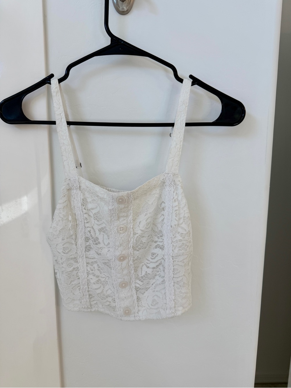 Abercrombie & Fitch White and Black Lace Button-Front Cami